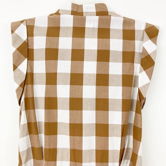 Anthropologie Brown and White Checkered Jumpsuit - Picture 7 of 11